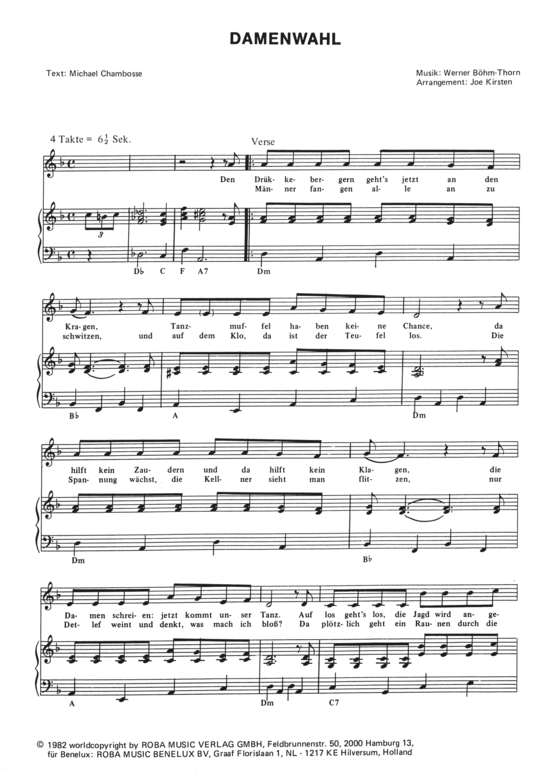 Damenwahl (Klavier + Gesang) (Klavier Gesang  Gitarre) von Gottlieb Wendehals