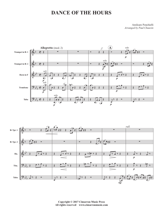 Dance of the Hours (Blechbl auml serquintett) (Quintett (Blech Brass)) von Amilcare Ponchielli