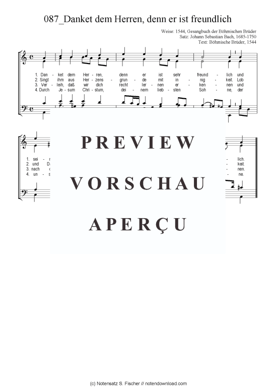 Danket dem Herren denn er ist freundlich (Gemischter Chor) (Gemischter Chor) von Chorsatz Alte Meister