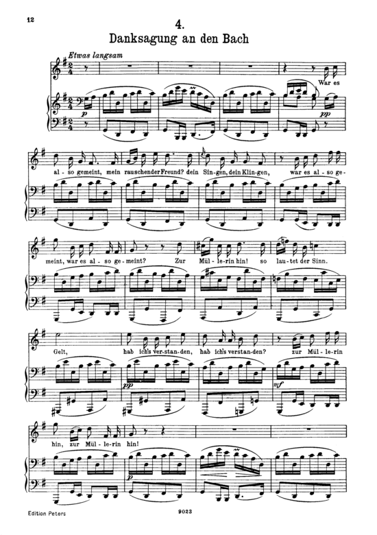Danksagung an den Bach D.795-4 (Die Sch ouml ne M uuml llerin) (Gesang hoch + Klavier) (Klavier  Gesang hoch) von Franz Schubert