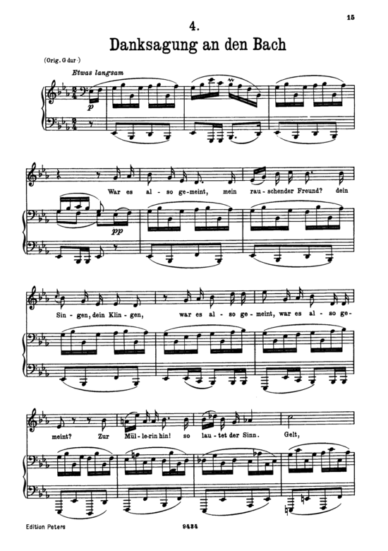 Danksagung an den Bach D.795-4 (Die Sch ouml ne M uuml llerin) (Gesang tief + Klavier) (Klavier  Gesang tief) von Schubert Franz