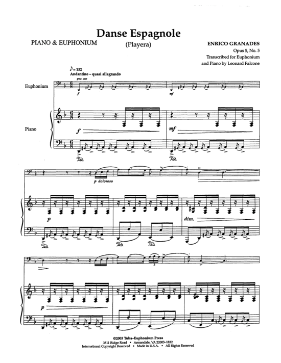 Danse Espagnole (Euphonium + Klavier) (Klavier  Euphonium) von Enrico Granades