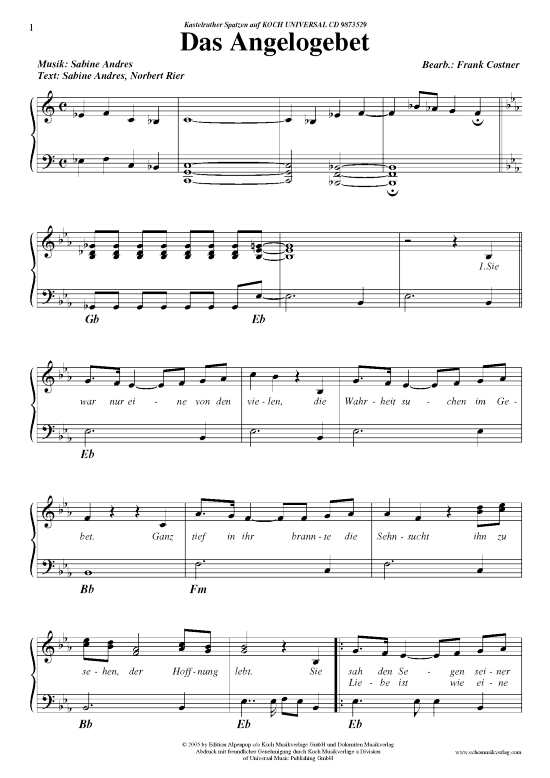 Das Angelogebet (Klavier Gesang  Gitarre) von Kastelruther Spatzen