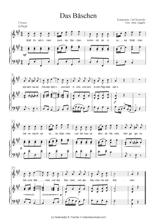 Das B schen (Klavier + Gesang) (Klavier  Gesang) von Carl Reinecke 