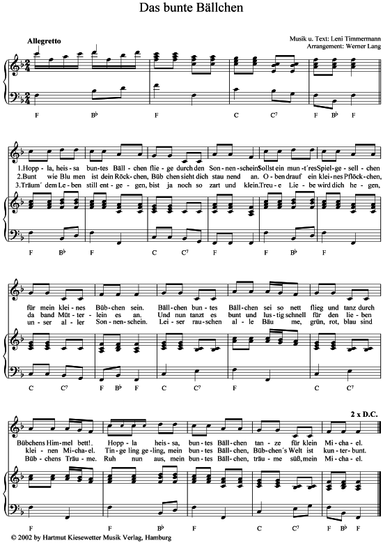 Das bunte B llchen (Klavier  Gesang) von Leni Timmermann (1901-1992)