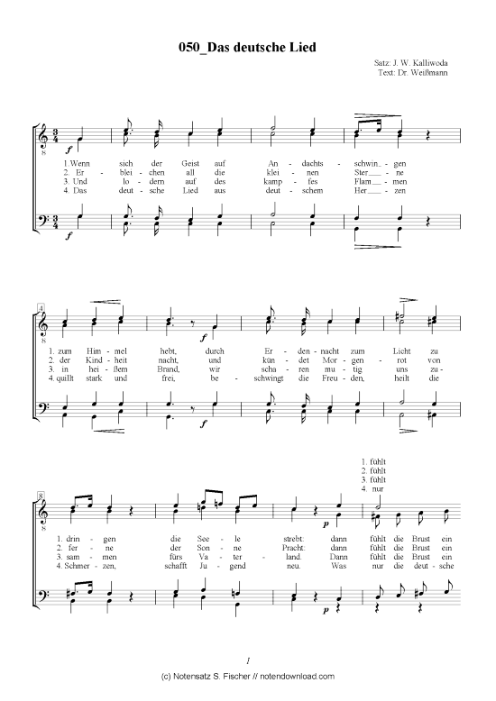 Das deutsche Lied (M nnerchor) (M nnerchor) von J. W. Kalliwoda  Dr. Wei mann 
