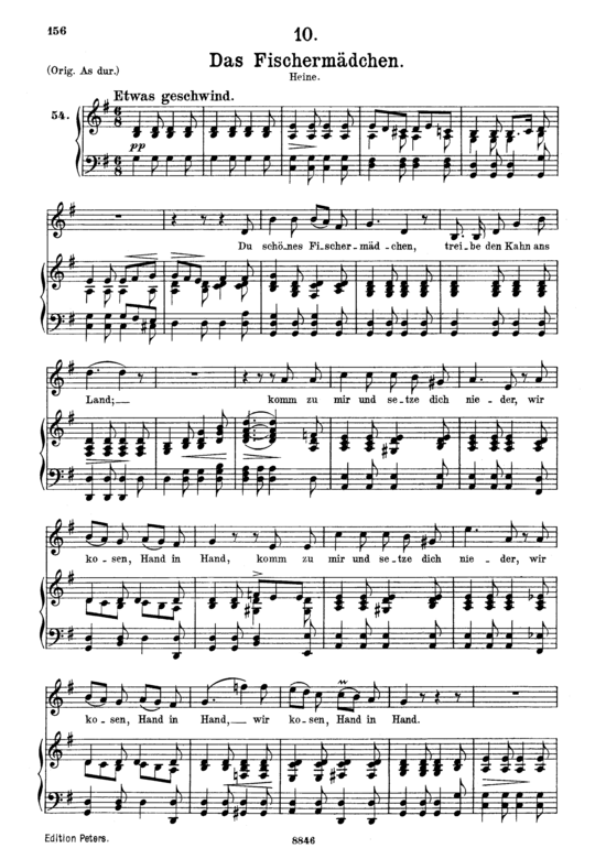 Das Fischerm dchen D.957-10 (Schwanengesang) (Gesang mittel + Klavier) (Klavier  Gesang mittel) von Schubert Franz