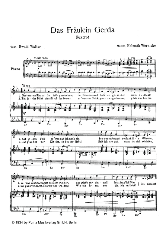 Das Fr auml ulein Gerda (Klavier + Gesang) (Klavier Gesang  Gitarre) von Palast Orchester mit seinem S auml nger Max Raabe