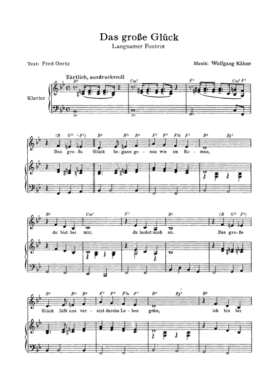 Das gro szlig e Gl uuml ck (Klavier + Gesang) (Klavier Gesang  Gitarre) von Jenny Petra und Peter Wieland
