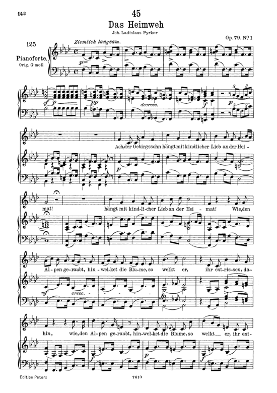 Das Heimweh D.851 (Gesang tief + Klavier) (Klavier  Gesang tief) von Franz Schubert