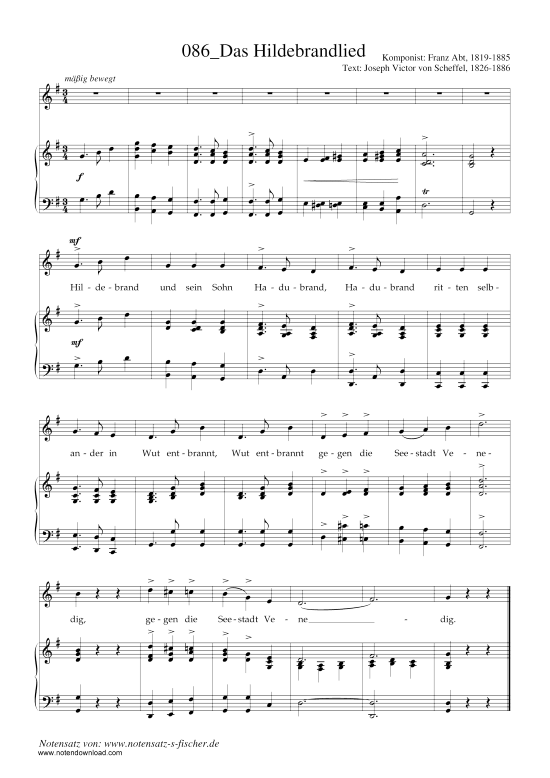 Das Hildebrandlied (Klavier + Gesang) (Klavier  Gesang) von Franz Abt (1819-1885)