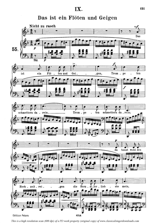 Das ist ein Fl ouml ten und Geigen Op.48 No.9 (Gesang mittel + Klavier) (Klavier  Gesang mittel) von Robert Schumann