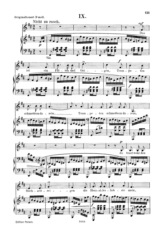 Das ist ein Fl ouml ten und Geigen Op.48 No.9 (Gesang tief + Klavier) (Klavier  Gesang tief) von Robert Schumann