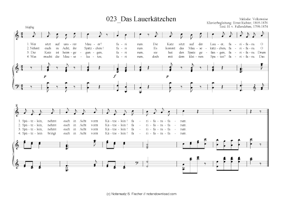 Das Lauerk tzchen (Klavier + Gesang) (Klavier  Gesang) von Volksweise