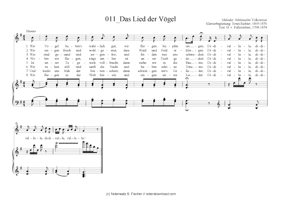 Das Lied der V gel (Klavier + Gesang) (Klavier  Gesang) von Schlesische Volksweise