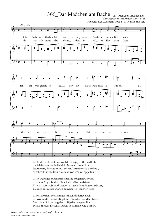 Das M dchen am Bache (Klavier + Gesang) (Klavier  Gesang) von nach Zumsteeg