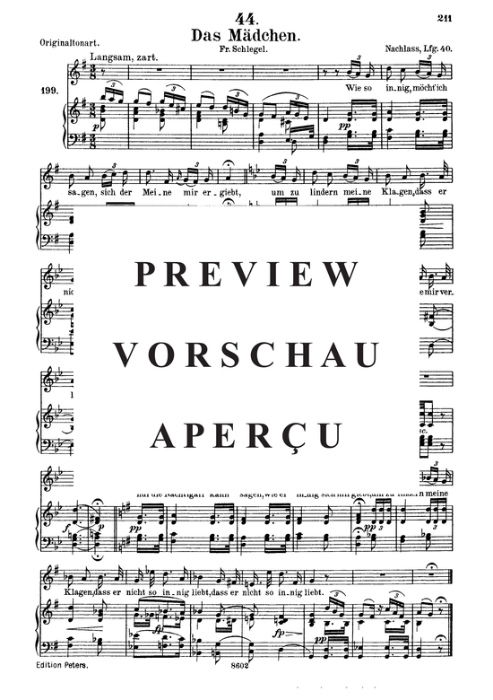 Das M dchen D.652 (Gesang mittel + Klavier) (Klavier  Gesang mittel) von Franz Schubert