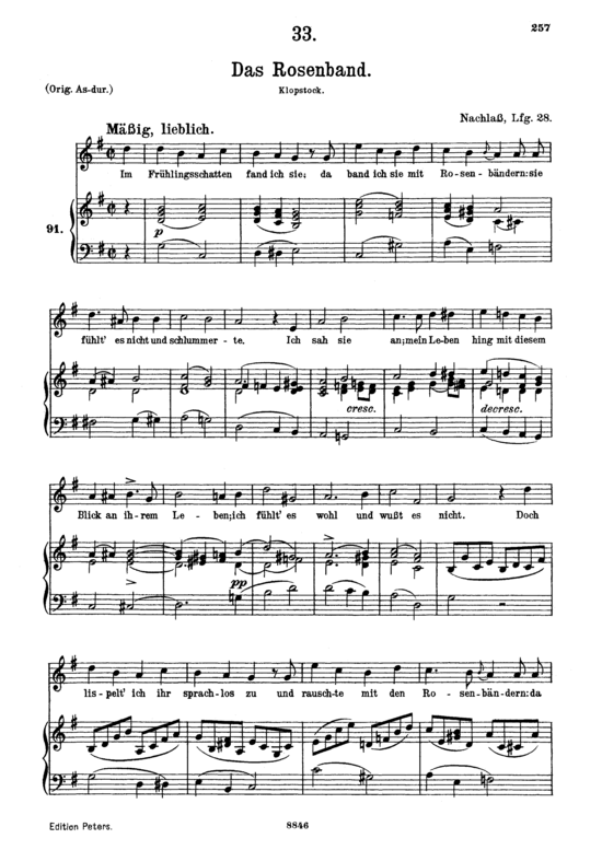 Das Rosenband D.280 (Gesang mittel + Klavier) (Klavier  Gesang mittel) von Franz Schubert