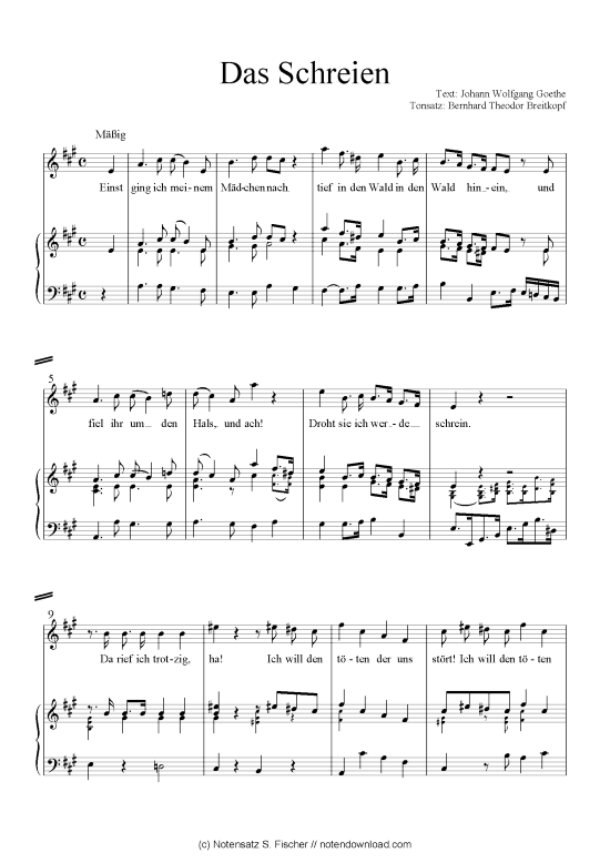 Das Schreien (Klavier + Gesang) (Klavier  Gesang) von Goethes Leipziger Liederbuch