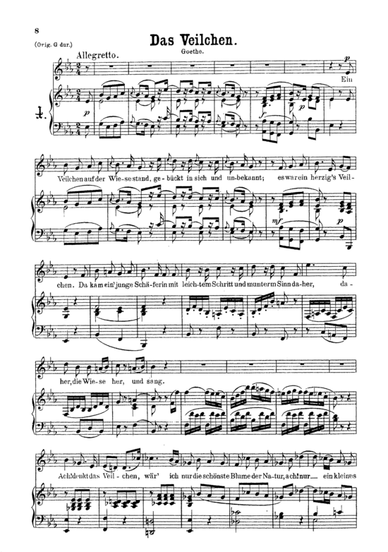 Das Veilchen K.476 (Gesang tief + Klavier) (Klavier  Gesang tief) von Wolfgang Amadeus Mozart