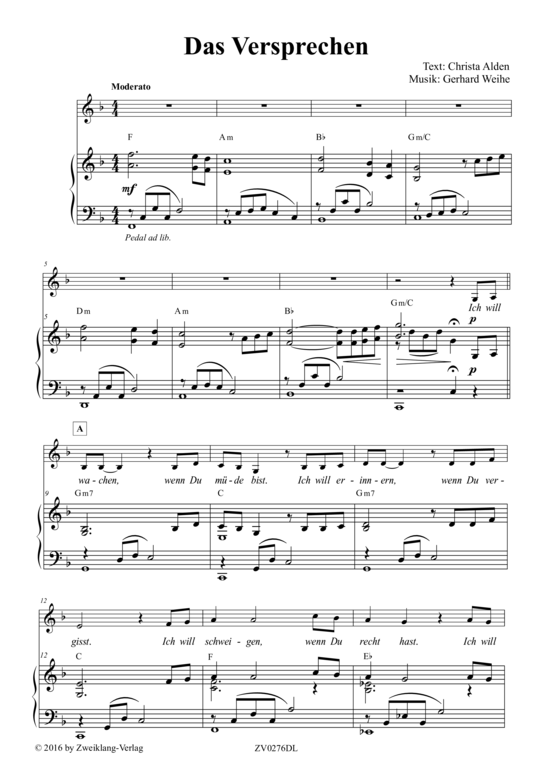 Das Versprechen (Gesang + Klavier) (Klavier  Gesang) von Gerhard Weihe