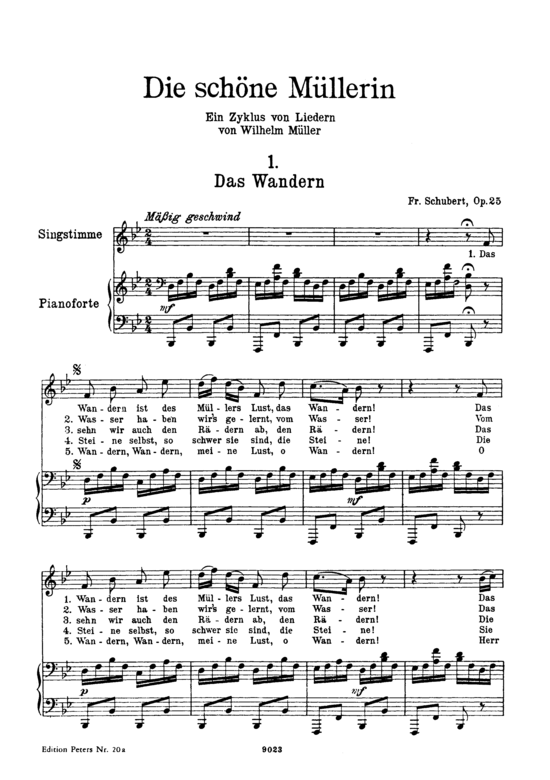 Das Wandern D.795-1 (Die Sch ouml ne M uuml llerin) (Gesang hoch + Klavier) (Klavier  Gesang hoch) von Franz Schubert