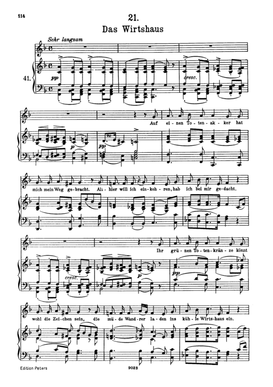 Das Wirtshaus D.911-21 (Winterreise) (Gesang hoch + Klavier) (Klavier  Gesang hoch) von Franz Schubert