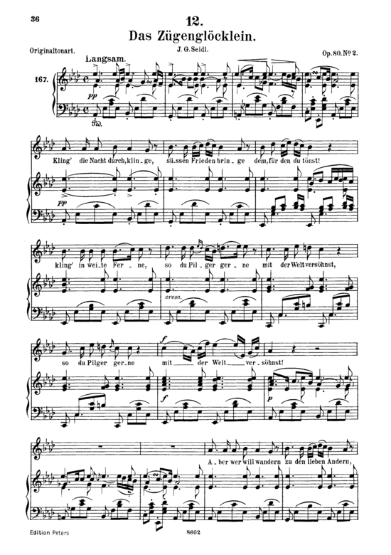 Das Z uuml gengl ouml cklein D.871 (Gesang mittel + Klavier) (Klavier  Gesang mittel) von Franz Schubert