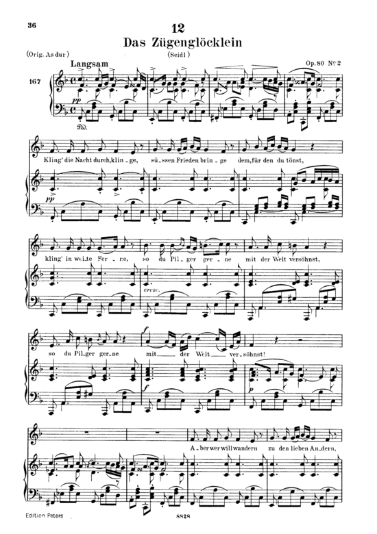 Das Z genglocklein D.871 (Gesang tief + Klavier) (Klavier  Gesang tief) von Franz Schubert