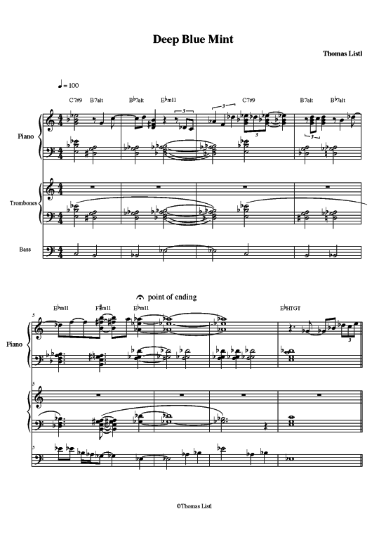 Deep Blue Mint (Leadsheet) (Klavier  Melodieinstr.) von Thomas Listl