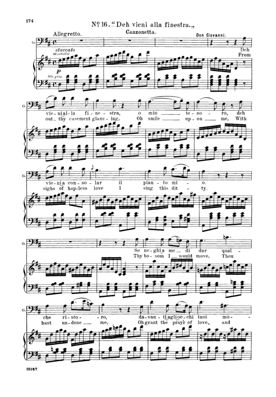 Deh vieni a la finestra (Klavier + Bass Bariton Solo) (Klavier  Bass) von W. A. Mozart (K.527)