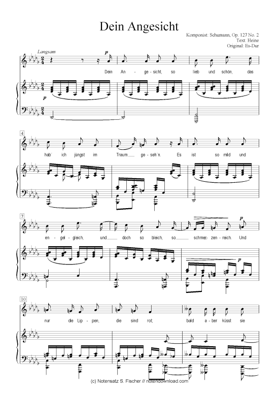 Dein Angesicht (Klavier + Gesang) (Klavier  Gesang) von Schumann