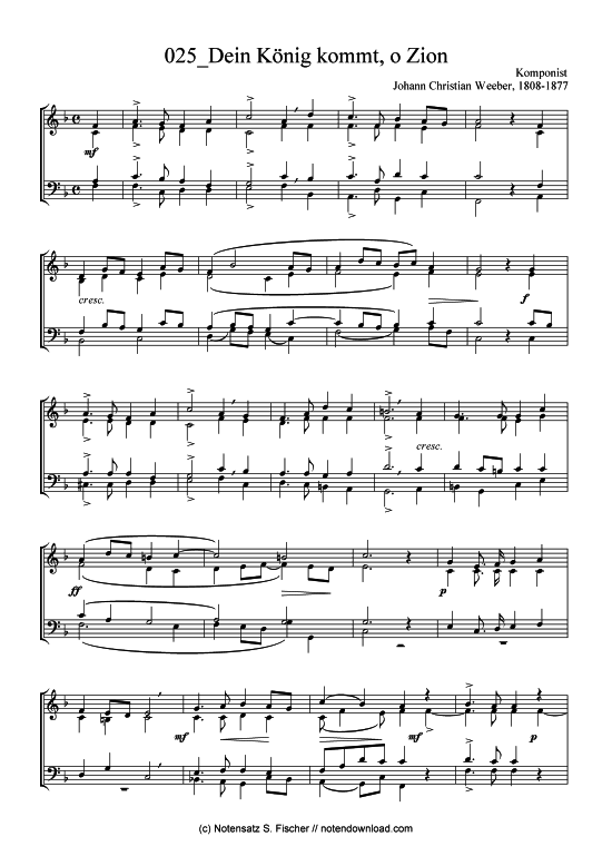 Dein K nig kommt o Zion (Posaunenchor) (Posaunenchor) von Johann Christian Weeber 1808-1877