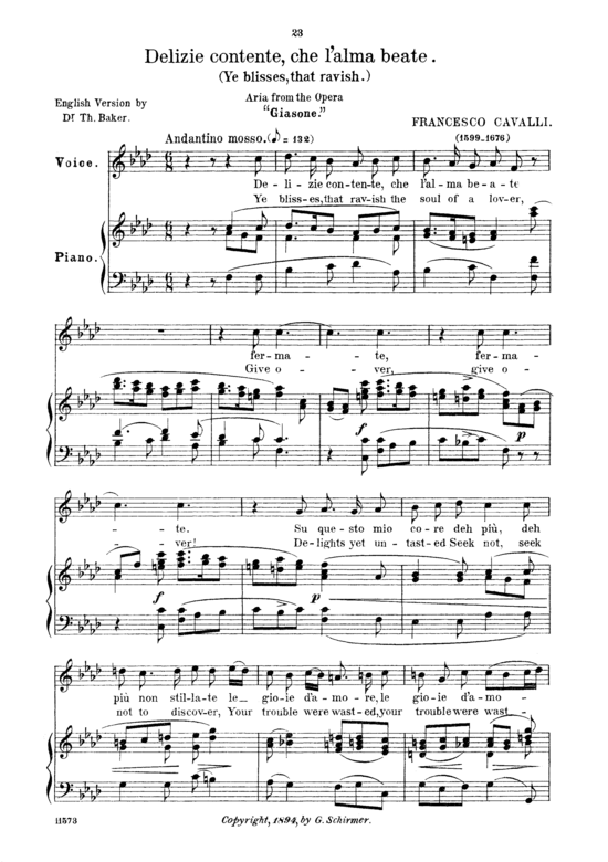 Delizie contente (Gesang tief + Klavier) (Klavier  Gesang tief) von Francesco Cavalli