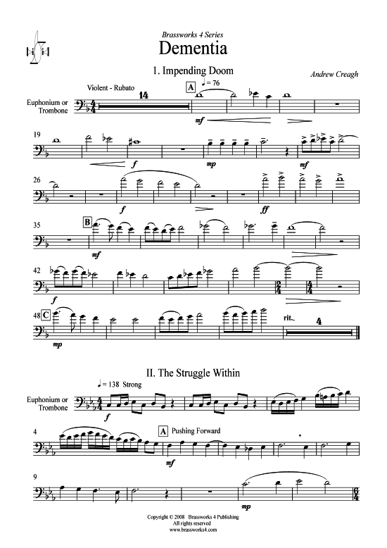 Dementia (Bariton-Pos + Klavier) (Klavier  Bariton (Posaune)) von Andrew Creagh