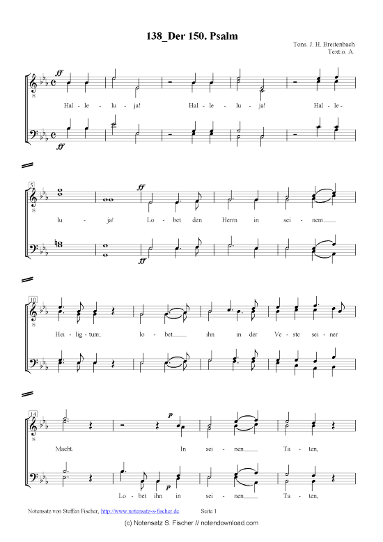Der 150. Psalm (M nnerchor) (M nnerchor) von J. H. Breitenbach 