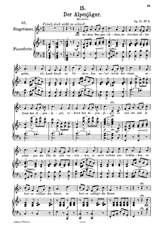 Der Alpenj auml ger D.524 (Gesang mittel + Klavier) (Klavier  Gesang mittel) von Franz Schubert