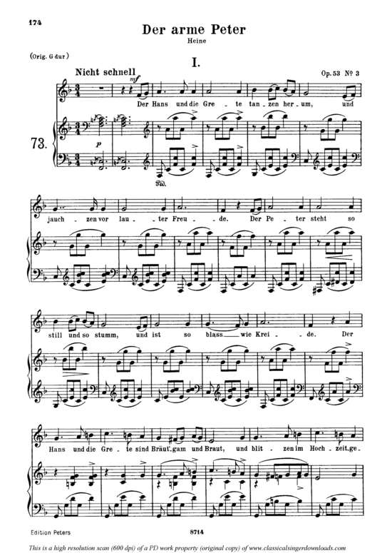 Der arme Peter Op.53 No.3 (Gesang mittel + Klavier) (Klavier  Gesang mittel) von Robert Schumann
