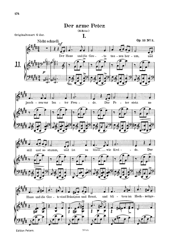 Der arme Peter Op.53 No.3 (Gesang tief + Klavier) (Klavier  Gesang tief) von Robert Schumann