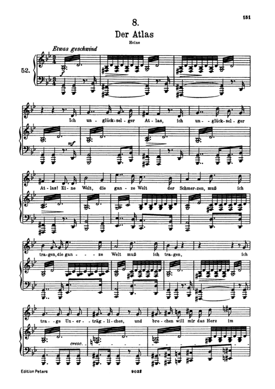 Der Atlas D.957-8 (Schwanengesang) (Gesang hoch + Klavier) (Klavier  Gesang hoch) von Franz Schubert