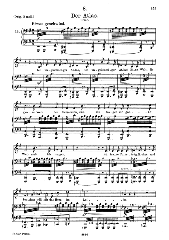 Der Atlas D.957-8 (Schwanengesang) (Gesang mittel + Klavier) (Klavier  Gesang mittel) von Schubert Franz