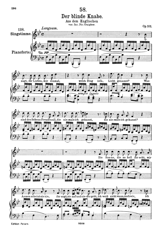 Der blinde Knabe D.833 (Gesang hoch + Klavier) (Klavier  Gesang hoch) von Franz Schubert