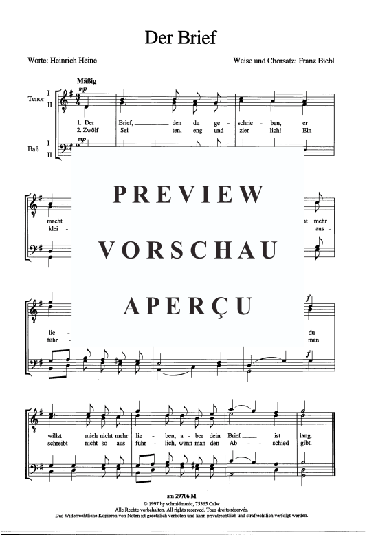 Der Brief (M nnerchor) (M nnerchor) von Franz Biebl