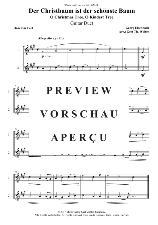 Der Christbaum ist der sch nste Baum (Gitarren Duett) (Duett (Gitarre)) von Georg Eisenbach