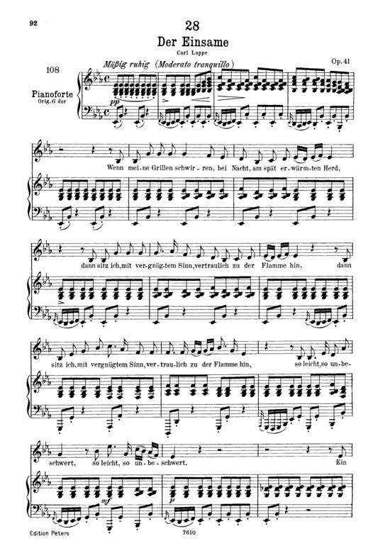 Der Einsame D.800 (Gesang tief + Klavier) (Klavier  Gesang tief) von Franz Schubert