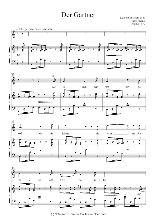 Der G rtner (Klavier + Gesang) (Klavier  Gesang) von Hugo Wolf