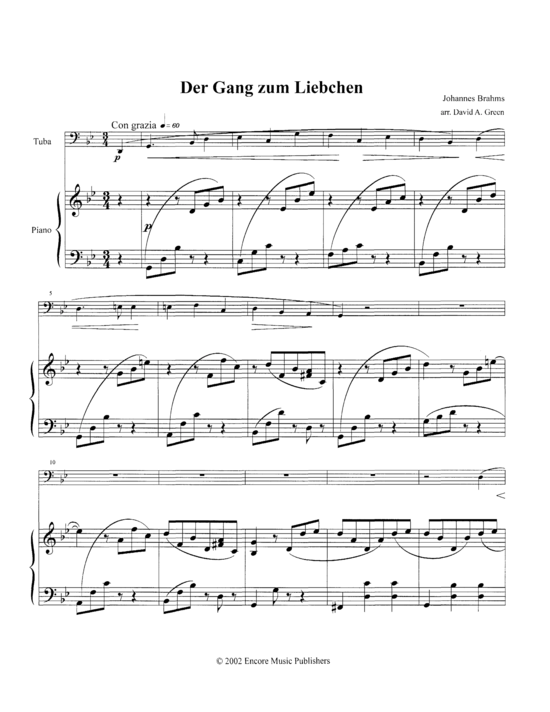 Der gang zum liebchen (Tuba + Klavier) (Klavier  Tuba) von Johannes Brahms