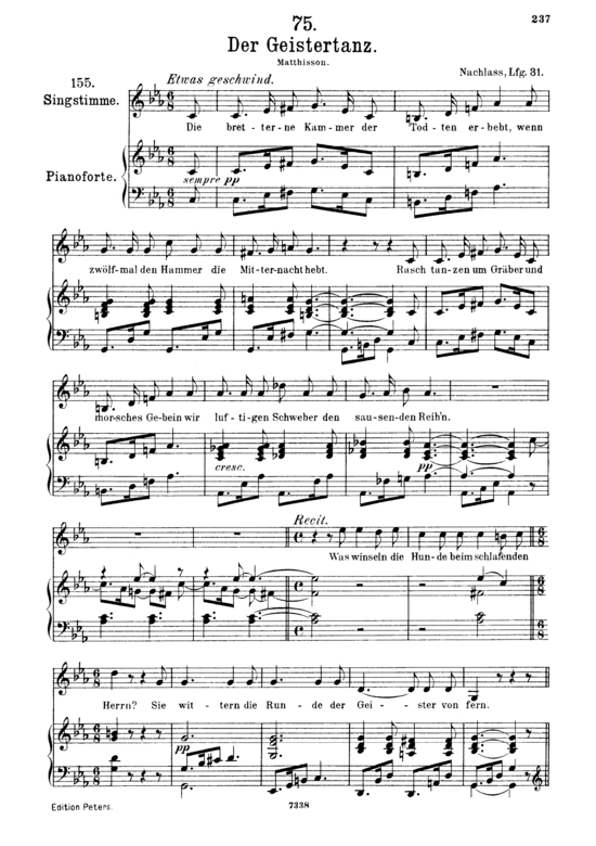 Der Geistertanz D.116 (Gesang mittel + Klavier) (Klavier  Gesang mittel) von Franz Schubert