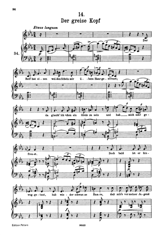 Der greise Kopf D.911-14 (Winterreise) (Gesang hoch + Klavier) (Klavier  Gesang hoch) von Franz Schubert
