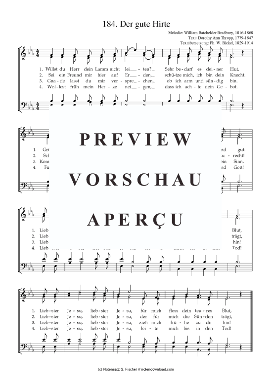 Der gute Hirte (Gemischter Chor) (Gemischter Chor) von William Batchelder Bradbury 1816-1868  Dorothy Ann Thrupp 1779-1847